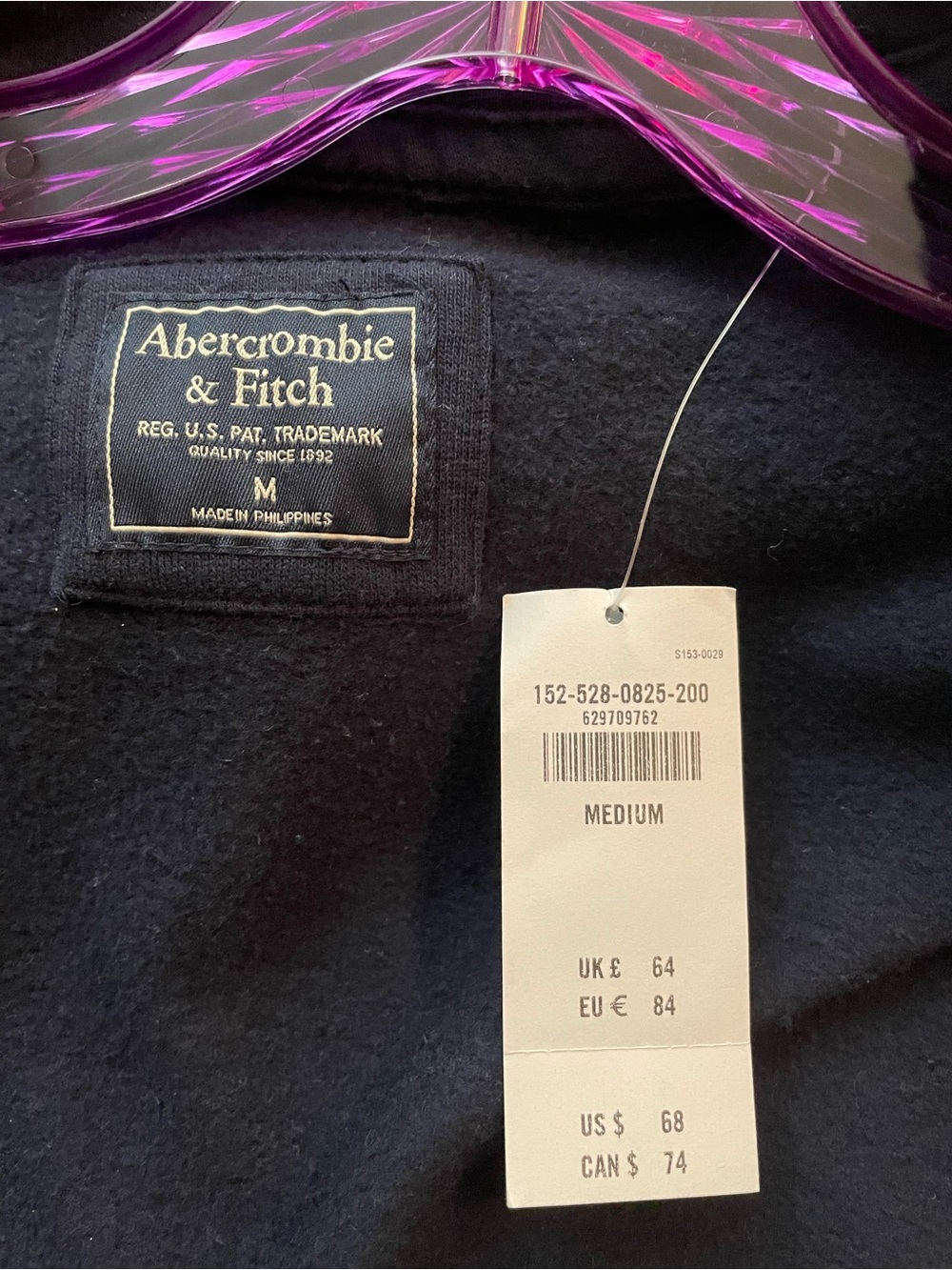 Abercrombie & Fitch Navy Zip Hoodie with Front Logo NWT - Picture 3 of 3